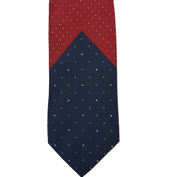 Red & Navy Polka Dot Tie 100% Polyester Classic Design - Picture 2 of 3